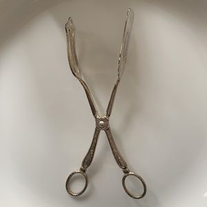 Unique pair of antique silver plated  tongs